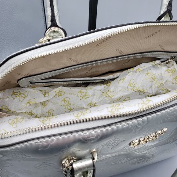 Guess Peony Dome Satchel and Wallet/Clutch in Silver - Picture 5 of 11